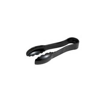 "6"" Black Plastic Salad Tongs"