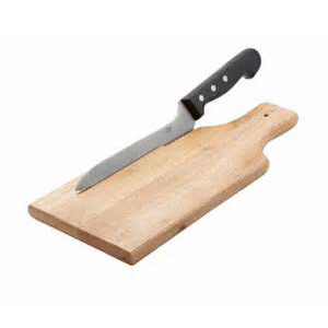 Bread Cutting Board Server with 15” Stainless Steel Bread Knife